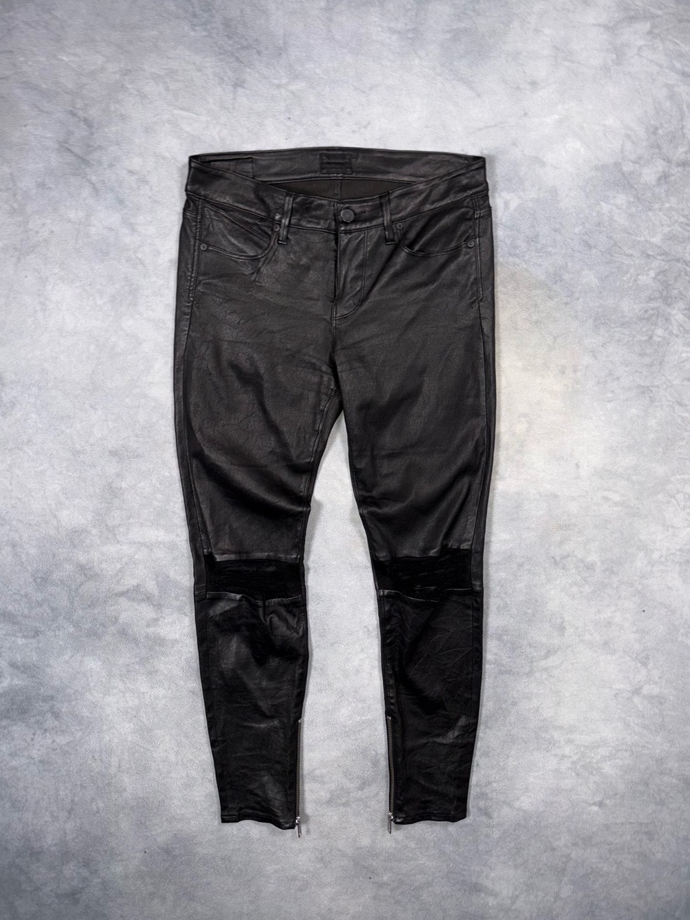 RTA Black Leather Zip Biker Rick Owens Style Pants RRP1000$+